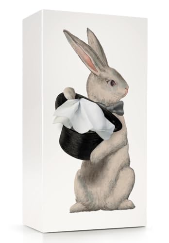 PLAYABLE ART Magic Rabbit Tissue Box Whimsical Magician Hat Illusion Design from the Creators of Flying Skirt Resin Pop Art Weighted Metal Base Premium Gifts Novelty Home Decor by Spextrum - Image 1
