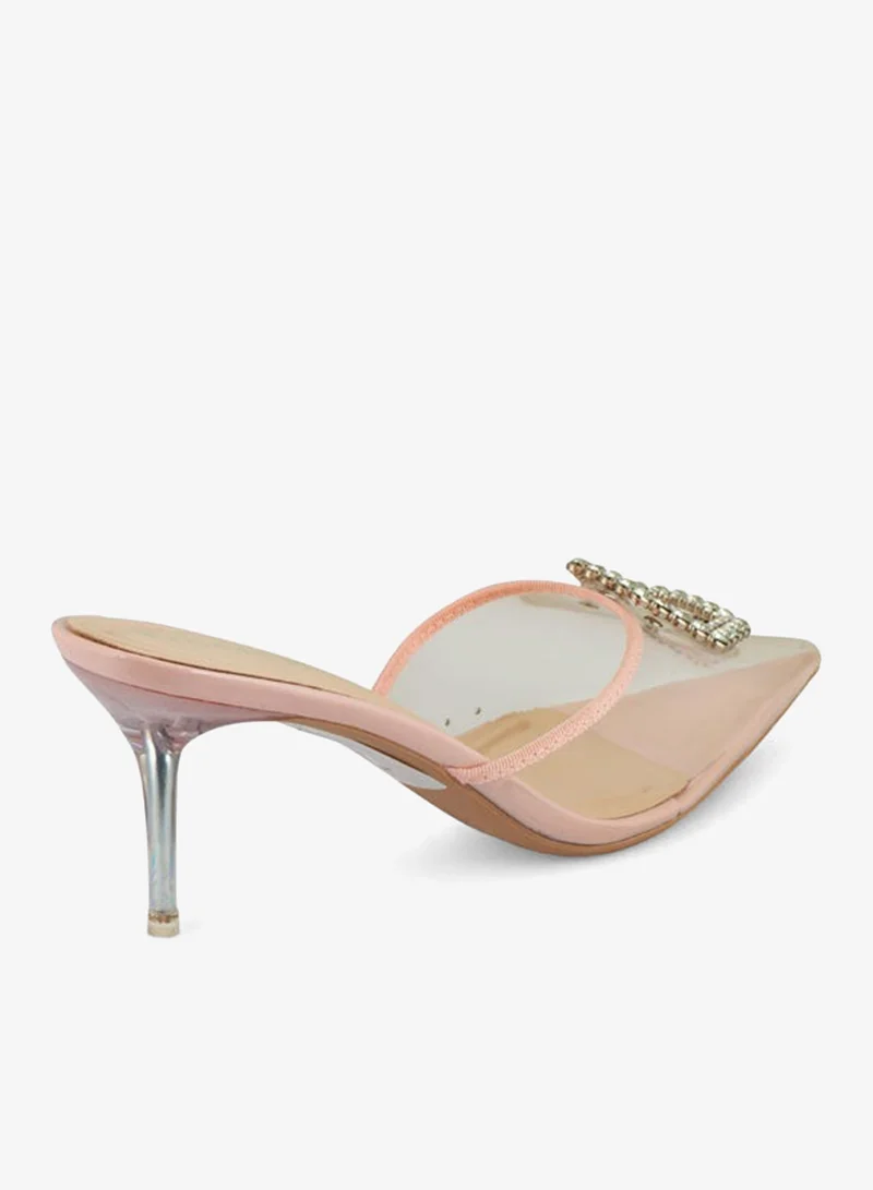 فينتشي صنادل نسائية مدببة إصبع القدم متوسط الكعب