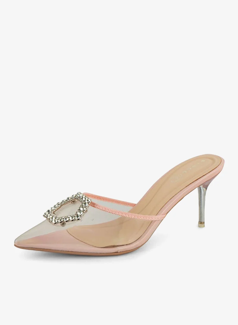 فينتشي صنادل نسائية مدببة إصبع القدم متوسط الكعب