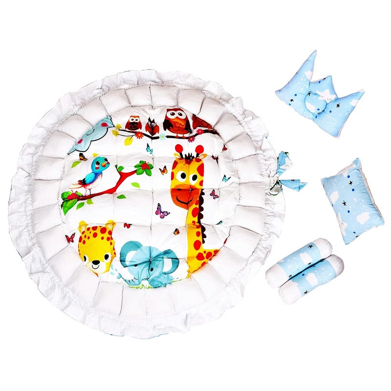 LOREM Multicolor 4 Pillows Round Shape Cotton Baby Bed for 01 Year BB09CMC - Image 3