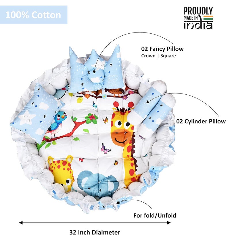 LOREM Multicolor 4 Pillows Round Shape Cotton Baby Bed for 01 Year BB09CMC - Image 5