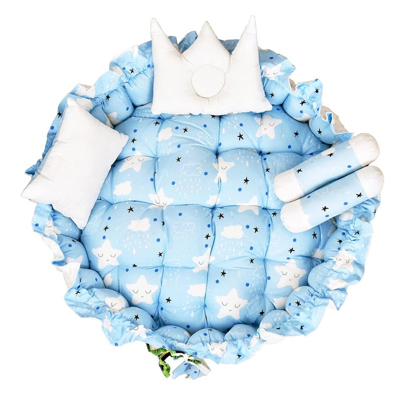 LOREM Multicolor 4 Pillows Round Shape Cotton Baby Bed for 01 Year BB09CMC - Image 2