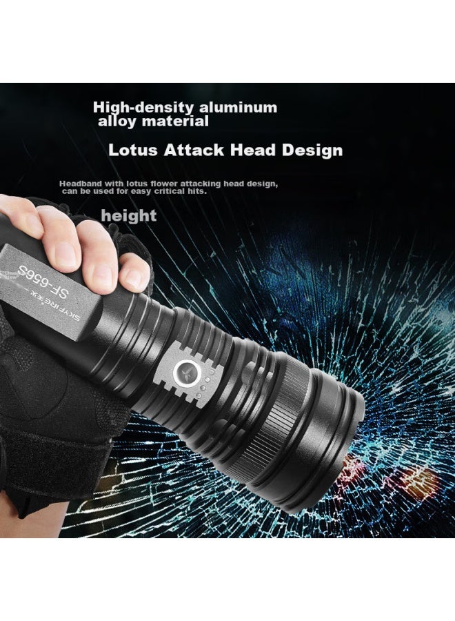 SkyFire Tianhuo Flashlight, High Brightness, Zoomable, Long-range, Sky-piercing, Searchlight, Laser, Ultra-long Battery Life, Long-range 20000mah - Image 4