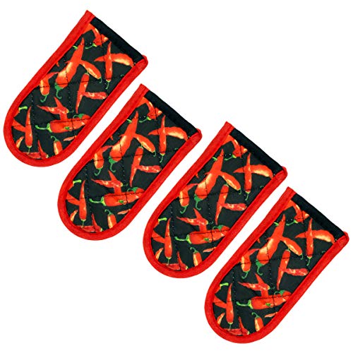 Evoio Cast Iron Skillet Handle Covers, Pot Handle Covers Heat Resistant, Heat Resistant Pan Pot Skillet Hot Handle Holder Sleeves Mitt Cover for Kitchen, BBQ and Baking Cookware (4-Pack Red Peppers) - Image 1