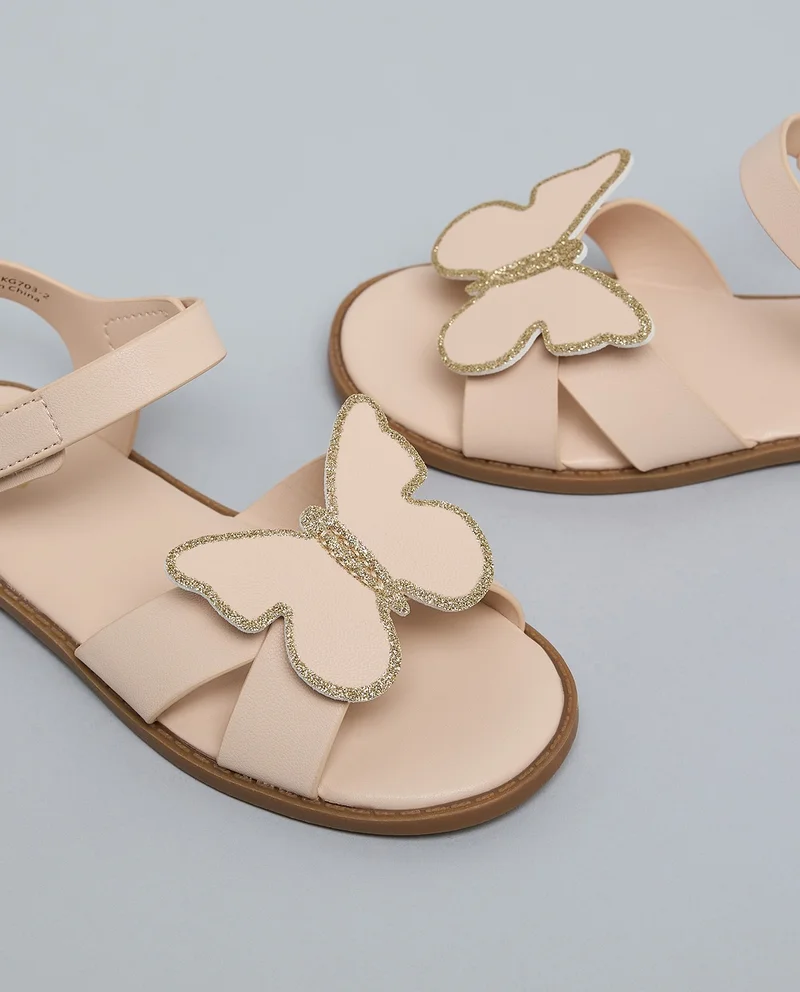 أر أند بي Appliqued Ankle Strap Flat Sandals