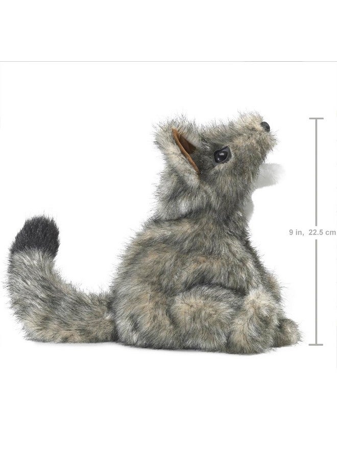 Folkmanis Small Coyote Hand Puppet, Gray; White; Black - Image 5