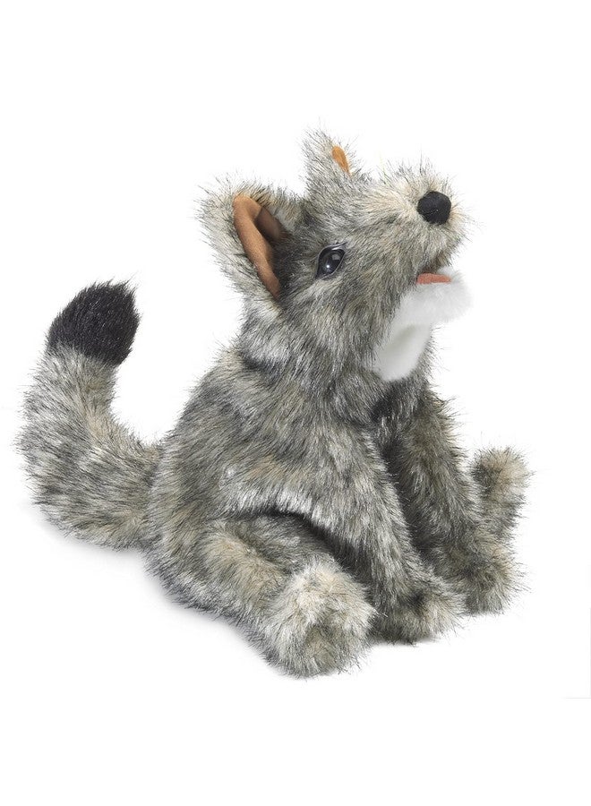 Folkmanis Small Coyote Hand Puppet, Gray; White; Black - Image 1