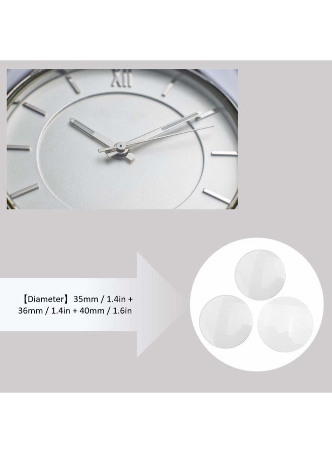 DAUERHAFT 3pcs Single Dome Watch Glass Part,35/36/40mm,Replacement Round Transparent Watch Glass,Super Clear Lens,for Watchmakers and Watch Repairing Workers Protector 35mm 36mm 40mm watch part Tool Kit - Image 4