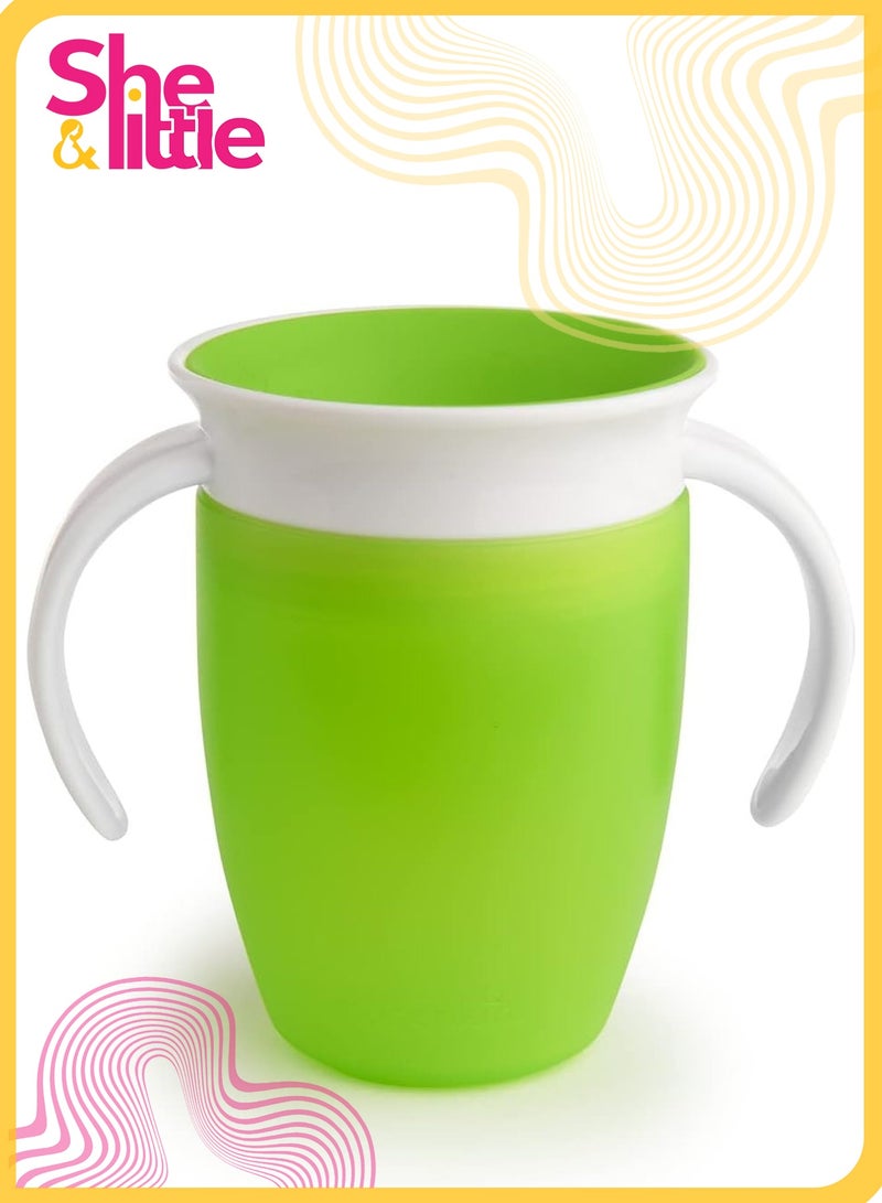 She&Little 200ml Toddler Training Cup with Lid, Spill Proof Baby Cup with Handles, BPA Free Spoutless Sippy Cup, Dentist Recommended, Easy to Clean (Green) - Image 1