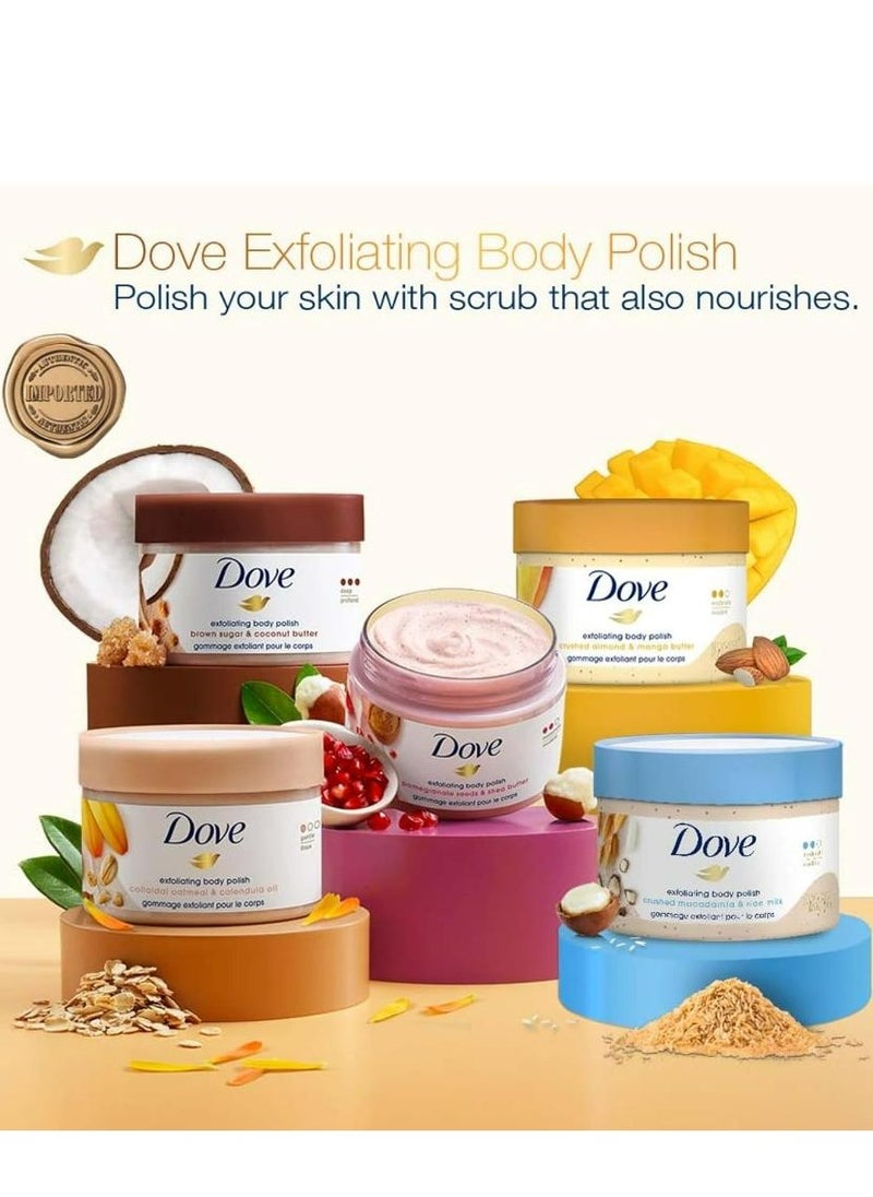 Dove - Crushed Almond  Mango Butter Exfoliating Body Polish Scrub 298 g - Image 1