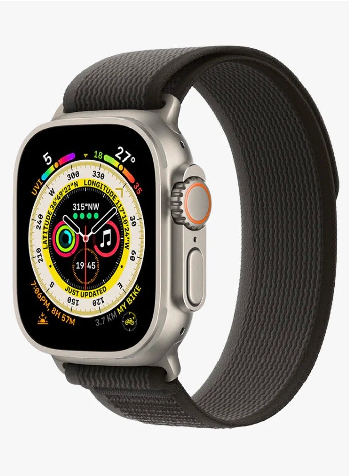 ACLIX Trail Loop Band Compatible with Apple Watch 42mm 44mm 45mm 46mm 49mm, Soft Woven Sport Strap, Adjustable Replacement Wristband for Apple Watch Series Ultra / SE / Series 1/2/3/4/5/6/7/8/9/10/11- Black and Grey - Image 1
