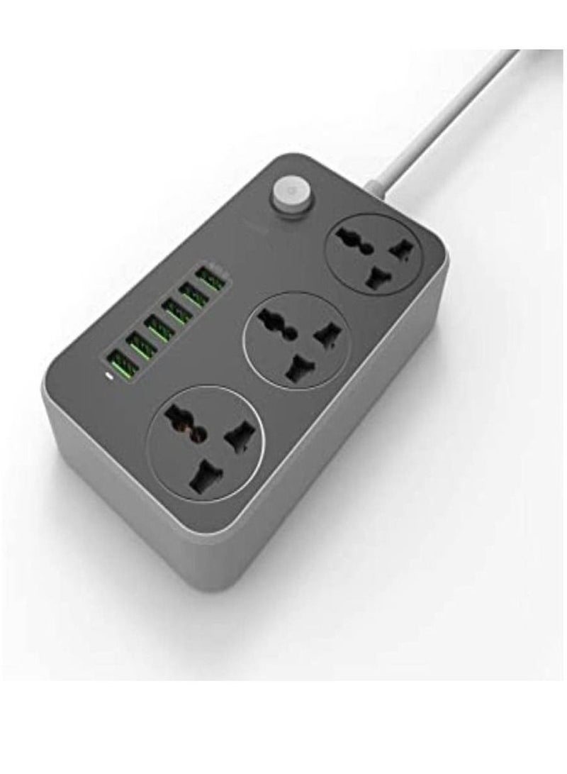 JBQ Electric Extension With 3 Anti Static Power Socket And 6 USB Port - Image 2