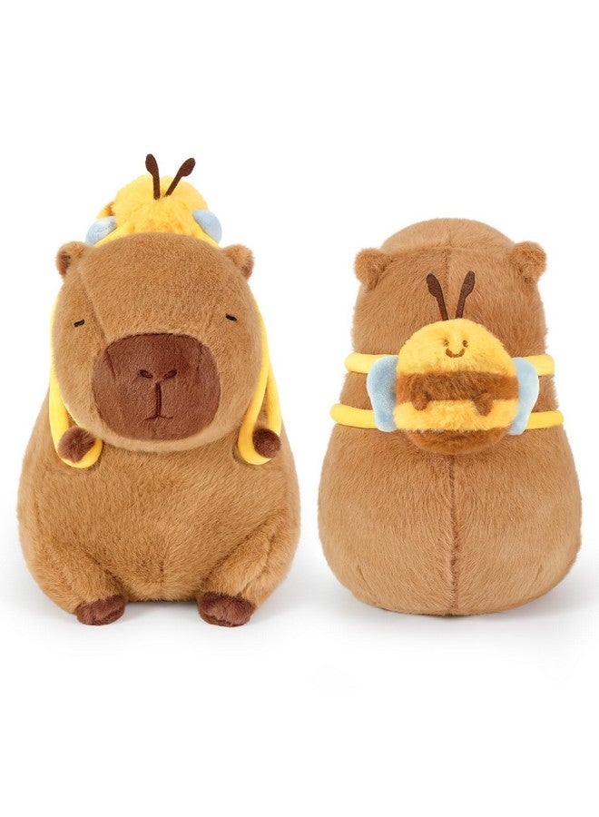 Ditucu Cute Capybara Plush with Bee Backpack Soft Capibara Stuffed Animal Plushies Toys Gifts for Kids Brown 9 inch - Image 1