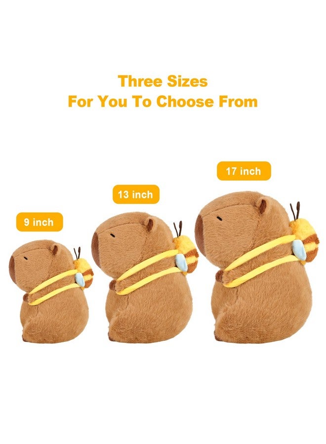 Ditucu Cute Capybara Plush with Bee Backpack Soft Capibara Stuffed Animal Plushies Toys Gifts for Kids Brown 9 inch - Image 3