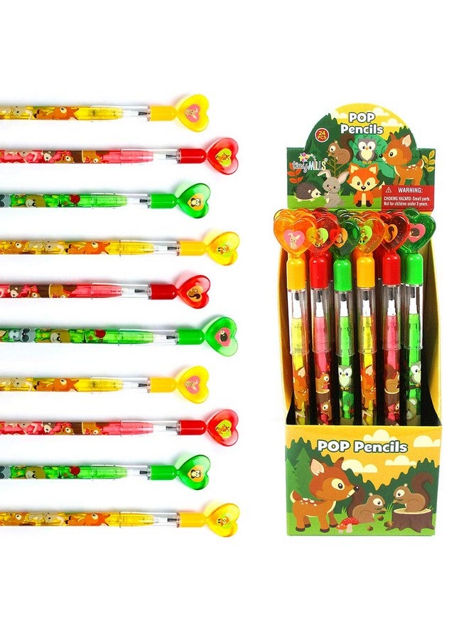 TINYMILLS Woodland Animals Multi Point Stackable Pencil With Eraser For Party Favors Cute Forest Creatures Goodie Bag Stuffers Classroom Rewards - Image 1