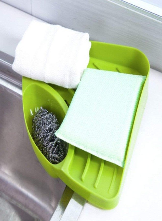NOBILEA Sink Corner with Tray Storage Organizer Rack for Soap Dish Wash Basin Multipurpose Plastic Kitchen Sink Organizer Corner Tray | Multicolor - Image 1