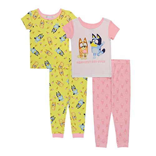 Bluey unisex-child 4-Piece Snug-fit Cotton Pajama Set, Soft & Cute for Kids, HAPPY DAY, 2T - Image 1