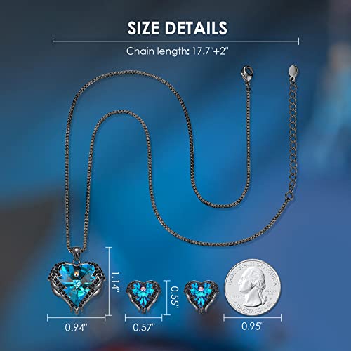 CDE Jewelry Set for Women, Angle Wing Heart Pendant Necklaces and Earrings with Birthstone， Birthday Ideal Jewelry Gifts for Women Mom/Wife/Sister/Best Friend - Image 4
