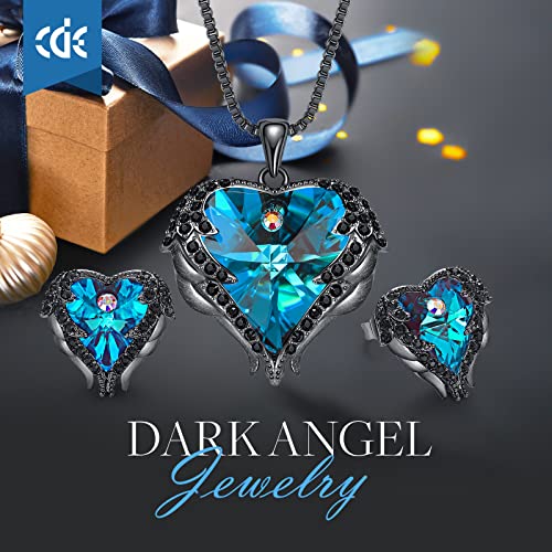 CDE Jewelry Set for Women, Angle Wing Heart Pendant Necklaces and Earrings with Birthstone， Birthday Ideal Jewelry Gifts for Women Mom/Wife/Sister/Best Friend - Image 3