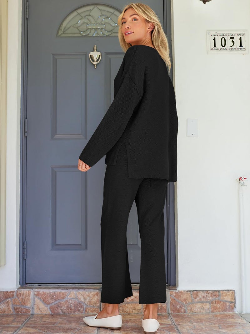 LILLUSORY Lounge Sets Womens Two 2 Piece Matching 2025 Fall Fashion Must Have Comfy Airport Outfits Clothes Clothing Trendy Knit Sweater Loungewear Travel Sweatsuit Sweat Suit Sets - Image 5