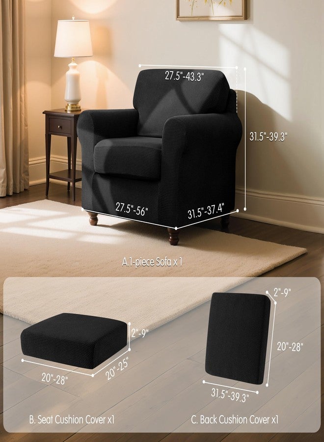 subrtex 3 Pieces Stretch Sofa Slipcover Sets Couch Cover Sets Backrest Cushion Covers Furniture Protector Collection Set for Oversize Sofa Loveseat Chair Slip Covers(Small, Black) - Image 3