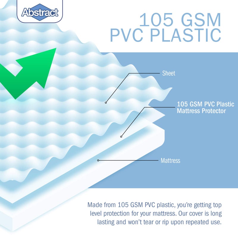 Abstract Waterproof Mattress Cover - 39 x 75 x 12” for Twin Sized and Bunk Beds - Heavy Duty Vinyl Plastic Bed Protective Fitted Sheet, 100 GSM PVC - Long Lasting Quality, Comfortable - by Abstract White - Image 3