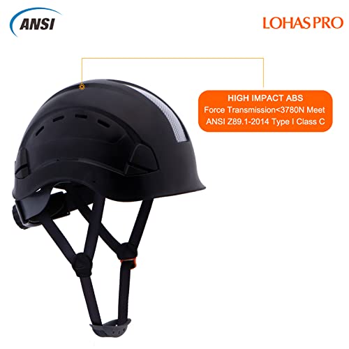LOHASPRO Hard Hats Construction Worker OSHA Hardhat ANSI Z89.1 Approved for Men Women Adult Vented Safety Helmet Arborist Rescue Climbing Tree Work Casco De Construccion (L2 Black) - Image 4