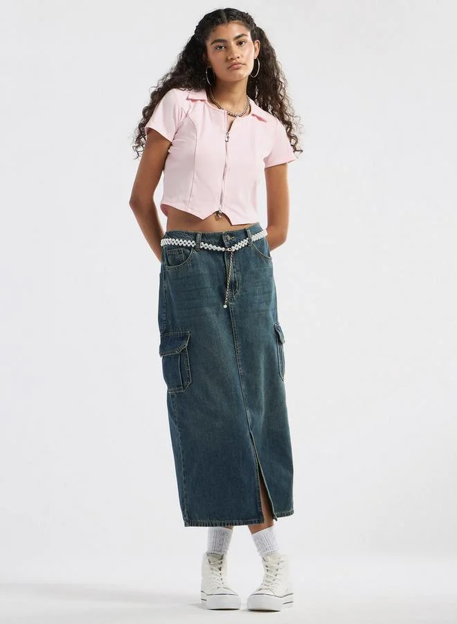 Splash FAV Panelled Top with Collar and Zip Closure