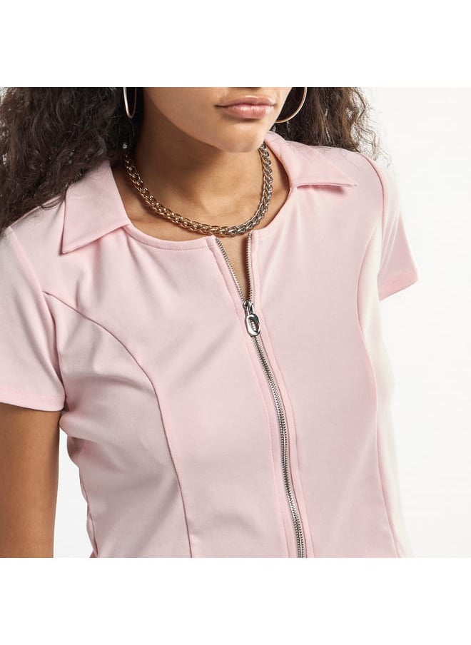 FAV Panelled Top with Collar and Zip Closure  - Image 4