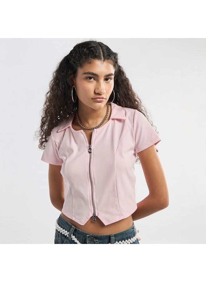 FAV Panelled Top with Collar and Zip Closure  - Image 1