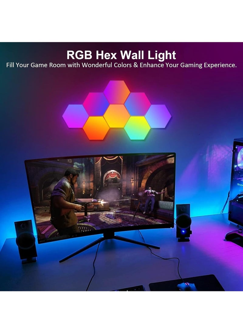 LED Hexagon Gaming Wall Light, 12 Pieces, Hexagon RGB LED Panel, Hexagon Honeycomb Gaming Decorative Wall Light, Music Sync App Control, Hexa Wall Lighting, Smart Hexagonal Gamer Room Decoration