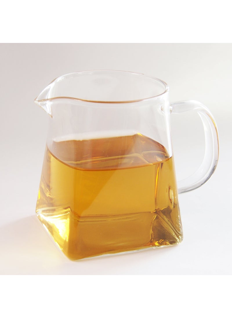 JIUMEI 12 oz Clear Glass Tea Pitcher  High Temp Resistant 350 ml Fair Cups with Handle Cha Hai Gong Dao Bei Kungfu Teaware 