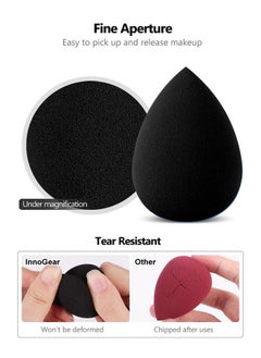 InnoGear Makeup Sponge 10 Pcs Makeup Sponges Blender Set Beauty Cosmetic Foundation Blending Applicator Puff Flawless For Liquid Cream Powder (Basic Black)  - Image 4