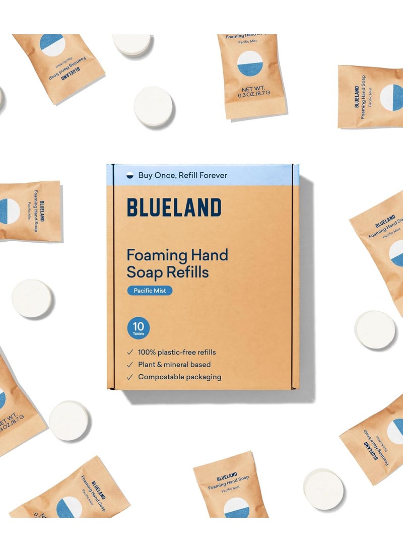 Blueland BLUELAND Foaming Hand Soap Refill Tablets, 10-Pack, Pacific Mist Scent, Eco Friendly Cleaning Products, 10 x 9 Fl oz 