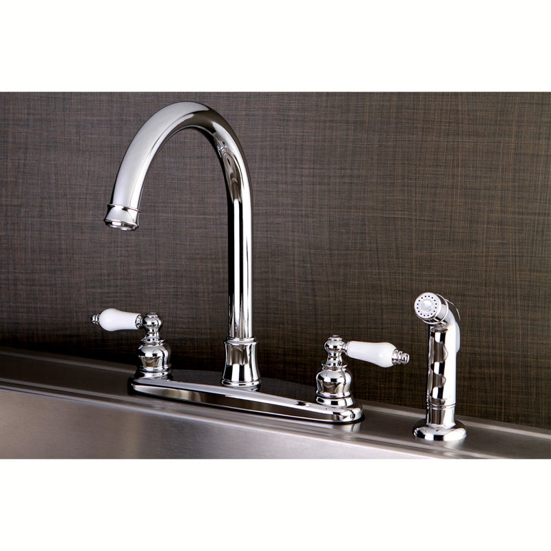 Kingston Brass FB7791PLSP Victorian 8-Inch Centerset Kitchen Faucet with Sprayer  Polished Chrome - Image 3