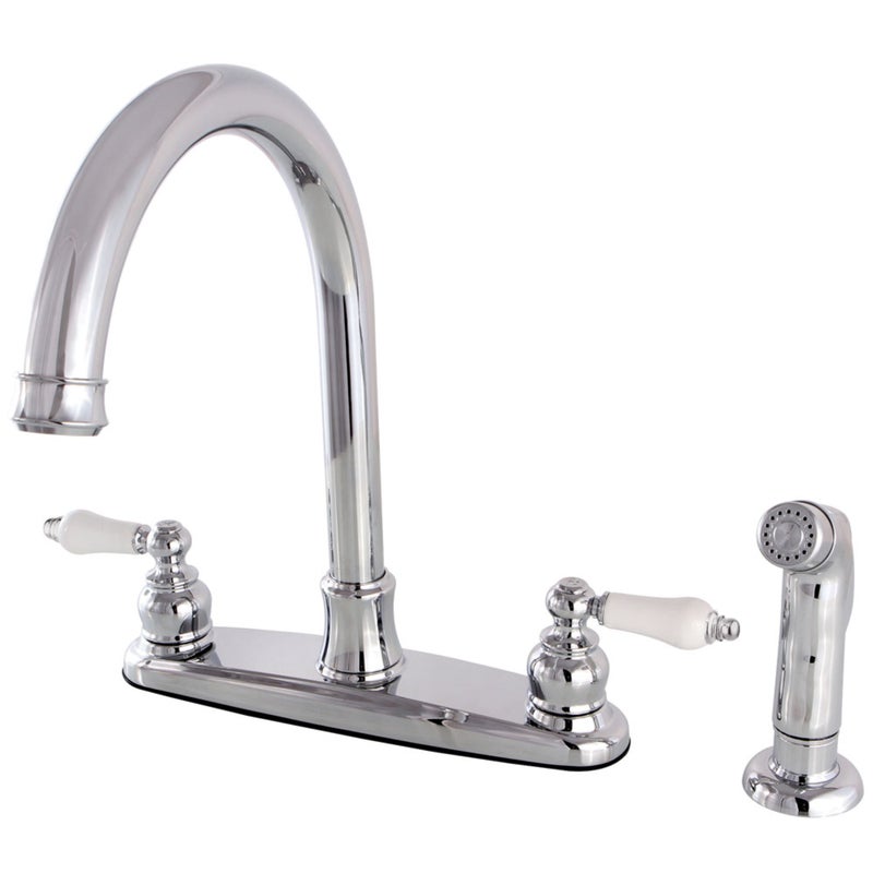 Kingston Brass FB7791PLSP Victorian 8-Inch Centerset Kitchen Faucet with Sprayer  Polished Chrome - Image 1