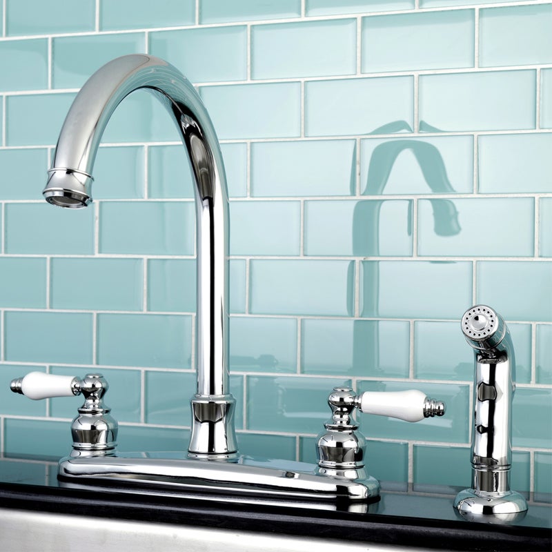 Kingston Brass FB7791PLSP Victorian 8-Inch Centerset Kitchen Faucet with Sprayer  Polished Chrome - Image 2