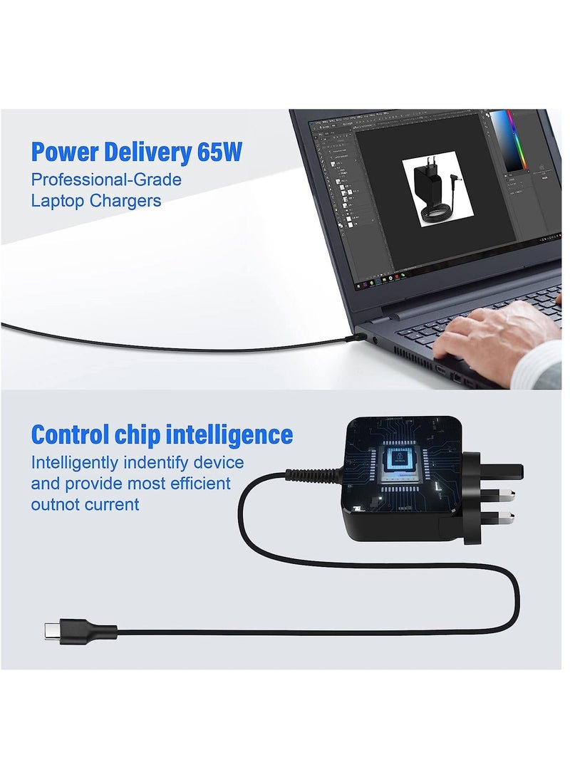 SYOSI 65W USB C Power AC Adapter Type C PD Wall Fast Charger Compatible with MacBook Pro/Air Laptop Charger Power, and Any Laptops or Smart Phones  - Image 4