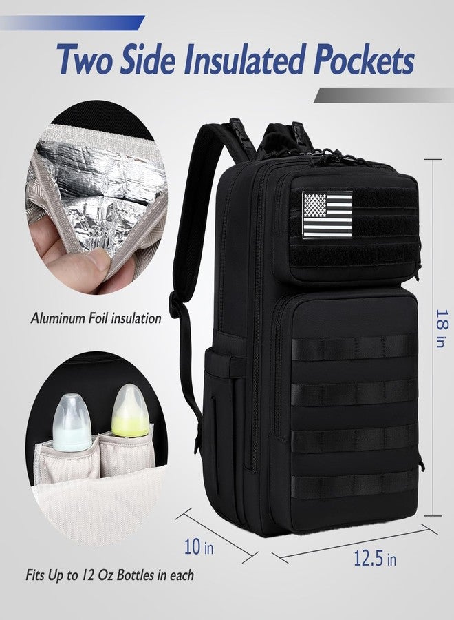 LORADI Dad Diaper Backpack, 34L Large Capacity with Stroller Buckles, Luggage Sleeve and 3 Insulated Pockets, Tactical Style - Image 2