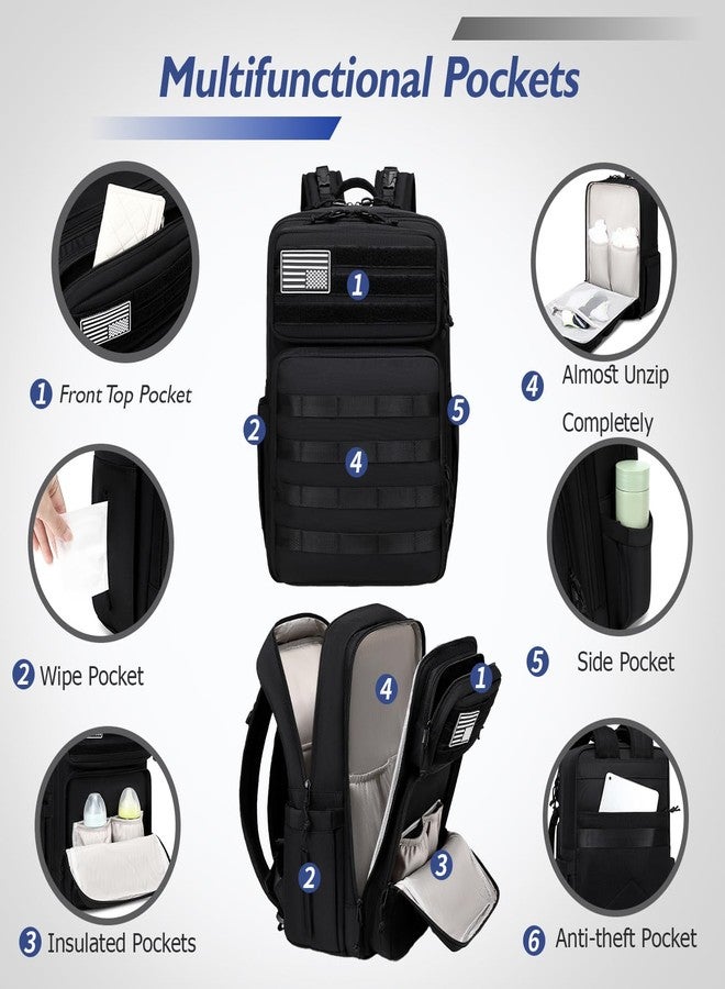 LORADI Dad Diaper Backpack, 34L Large Capacity with Stroller Buckles, Luggage Sleeve and 3 Insulated Pockets, Tactical Style - Image 4