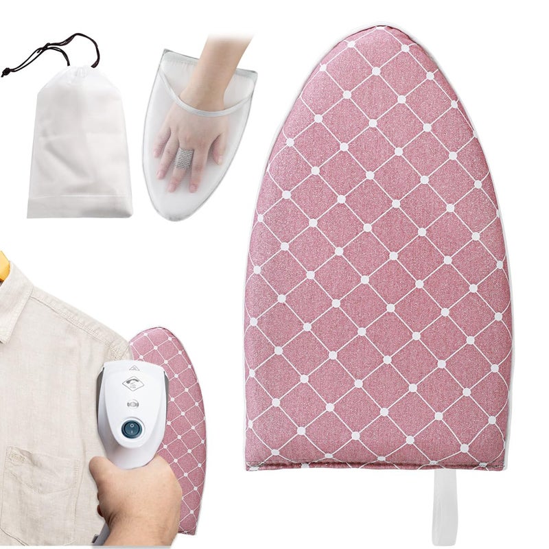Pink Garment Steamer Ironing Glove With Finger Loop, Heat Resistant, Anti Steam, Includes Storage Bag