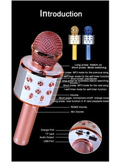 Generic Wireless Microphone for Singing, Bluetooth Karaoke Microphone Mic Speaker for Adult Kids Singing(Rose Gold))  - Image 2