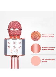 Generic Wireless Microphone for Singing, Bluetooth Karaoke Microphone Mic Speaker for Adult Kids Singing(Rose Gold))  - Image 5