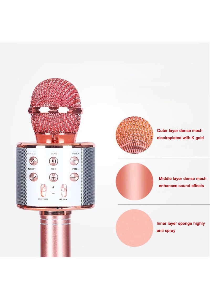Generic Wireless Microphone for Singing, Bluetooth Karaoke Microphone Mic Speaker for Adult Kids Singing(Rose Gold))  - Image 5