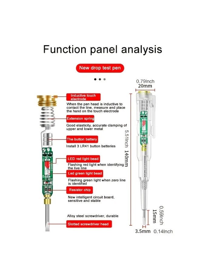 Smart Digital Voltage Tester Pen with LED Display - Red & Green LED Lights, LCD Backlit, LCD Writing Area, Brass Tip, for Electrical Insulation and Voltage Testing, Circuit Tester Pen | LED Display Pen | Durable Pen - Image 3