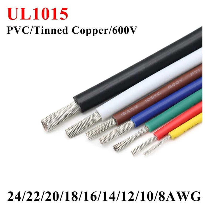 UL1015 Electric Wire PVC Insulated Lamp Lighting Copper Cable LED DIY Line 600V(YE,2 METERS-10AWG) - Image 2