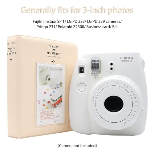 ZENKO 64 Pockets Photo Album for Fujifilm Instant Mini 13/12/11/9/8/SE/41/99/Evo/Liplay Instant Camera/Mini Link Printer, Polaroid Snap Touch PIC-300 Z2300 Mint Zip Instant Camera Printer- Beige - Image 4