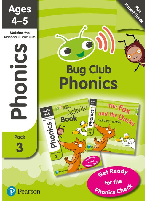 Bug Club Phonics Learn at Home Pack 3, Phonics Sets 7-9 for ages 4-5 (Six stories + Parent Guide + Activity Book)