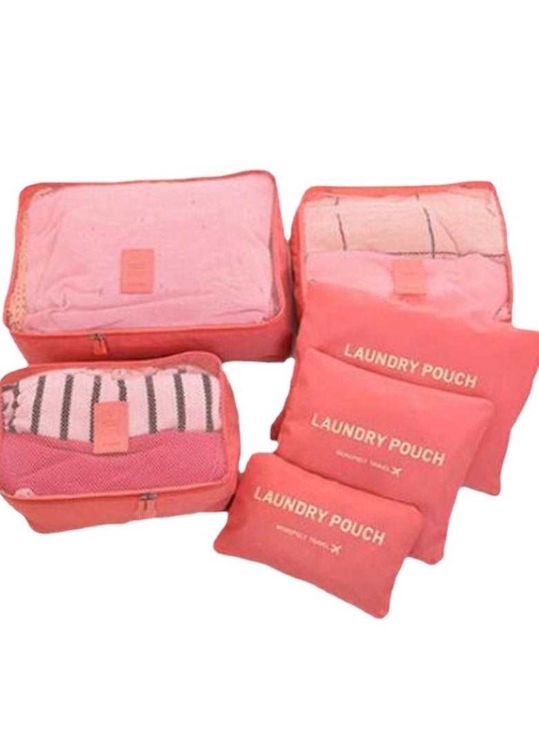 Goolsky Travel Organizer Luggage Compression Pouches, 6 Set Travel Storage Bags Travel Multi-functional Clothing Sorting Packages (Watermelon Red) - Image 1
