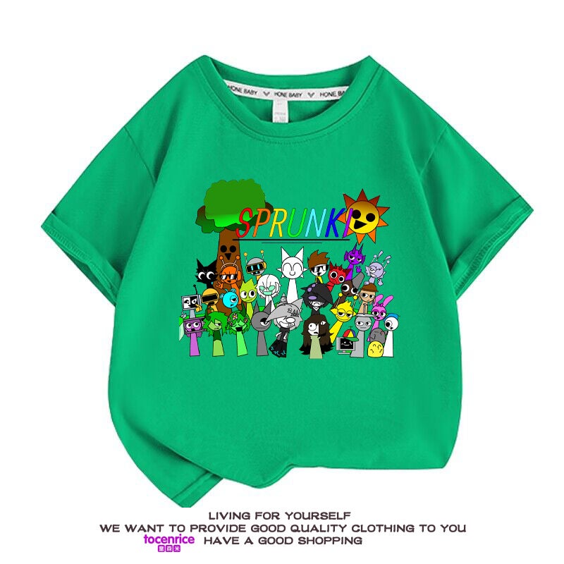 Rhythm Box Clothes Sprunki Children'S Short-Sleeved T-Shirt Summer Pure Cotton Big Boys And Girls Summer Fashionable Top - Image 2